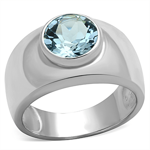 Picture of LOS743 - 925 Sterling Silver Ring Silver Women Synthetic Sea Blue