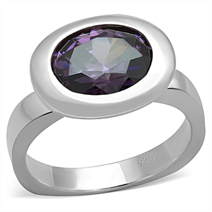 Picture of LOS749 - 925 Sterling Silver Ring Silver Women AAA Grade CZ Amethyst