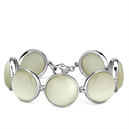 Picture of LOS762 - 925 Sterling Silver Bracelet High-Polished Women Synthetic White