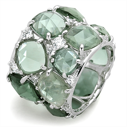 Picture of LOS764 - 925 Sterling Silver Ring Rhodium Women Synthetic Emerald