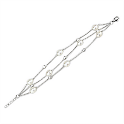 Picture of LOS781 - 925 Sterling Silver Bracelet Rhodium Women Synthetic White