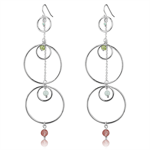 Picture of LOS789 - 925 Sterling Silver Earrings Silver Women Synthetic Multi Color