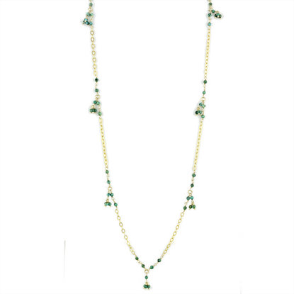 Picture of LOS794 - 925 Sterling Silver Necklace Matte Gold Women Semi-Precious Emerald