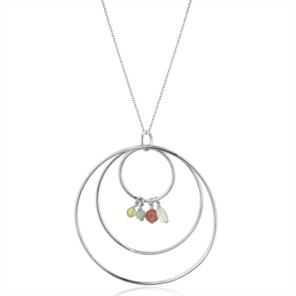 Picture of LOS795 - 925 Sterling Silver Necklace Silver Women Synthetic Multi Color