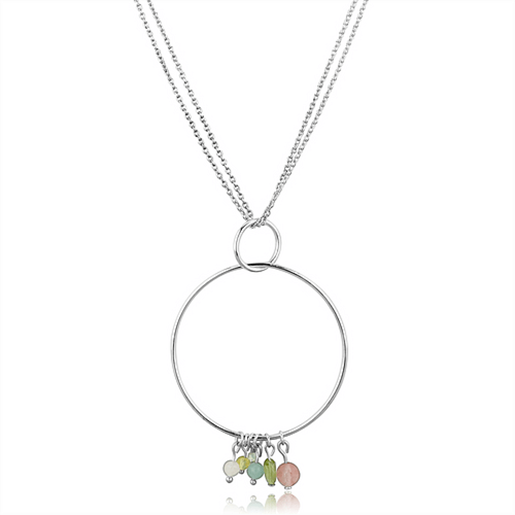 Picture of LOS796 - 925 Sterling Silver Necklace Silver Women Synthetic Multi Color