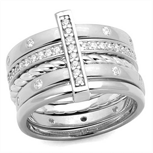 Picture of LOS814 - 925 Sterling Silver Ring Rhodium Women AAA Grade CZ Clear