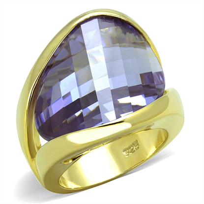 Picture of LOS822 - 925 Sterling Silver Ring Gold Women AAA Grade CZ Amethyst