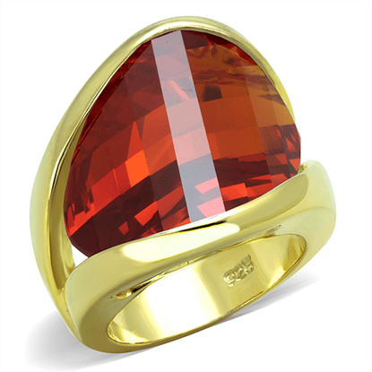 Picture of LOS828 - 925 Sterling Silver Ring Gold Women AAA Grade CZ Orange