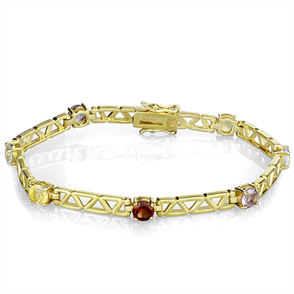 Picture of LOS840 - 925 Sterling Silver Bracelet Gold Women AAA Grade CZ Multi Color