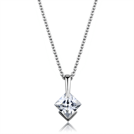 Picture of LOS849 - 925 Sterling Silver Necklace Rhodium Women AAA Grade CZ Clear