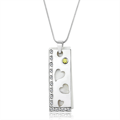 Picture of LOS858 - 925 Sterling Silver Necklace Silver Women Precious Stone White