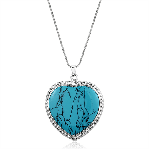 Picture of LOS861 - 925 Sterling Silver Necklace Silver Women Synthetic Sea Blue