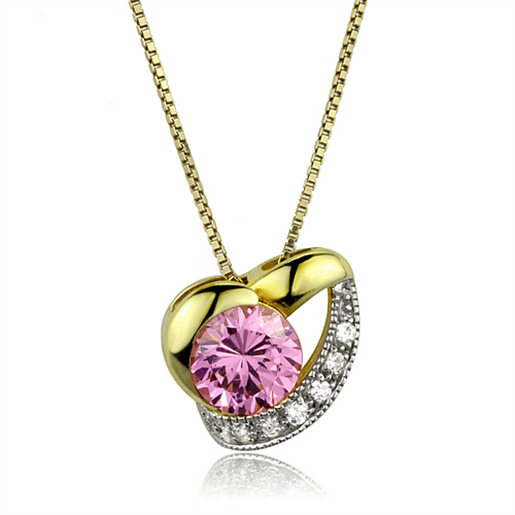 Picture of LOS868 - 925 Sterling Silver Necklace Gold+Rhodium Women AAA Grade CZ Rose