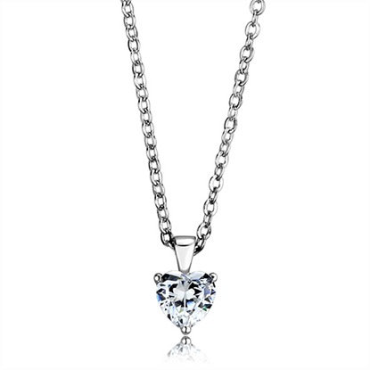 Picture of LOS887 - 925 Sterling Silver Chain Pendant Rhodium Women AAA Grade CZ Clear