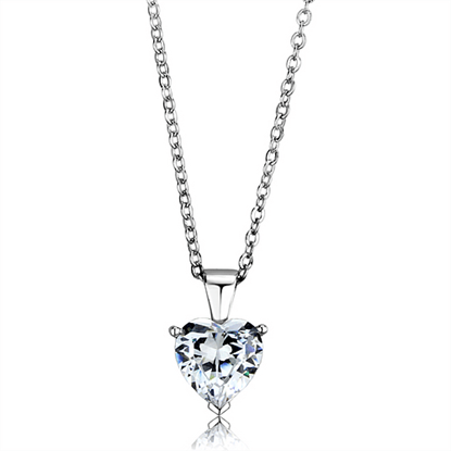 Picture of LOS889 - 925 Sterling Silver Chain Pendant Rhodium Women AAA Grade CZ Clear