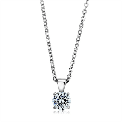 Picture of LOS890 - 925 Sterling Silver Chain Pendant Rhodium Women AAA Grade CZ Clear