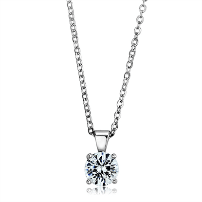 Picture of LOS891 - 925 Sterling Silver Chain Pendant Rhodium Women AAA Grade CZ Clear