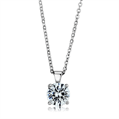 Picture of LOS892 - 925 Sterling Silver Chain Pendant Rhodium Women AAA Grade CZ Clear