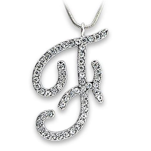 Picture of OT119 - Brass Pendant Rhodium Women Top Grade Crystal Clear