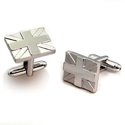 Picture of OT572 - Brass Cufflink Matte Rhodium & Rhodium Men No Stone No Stone