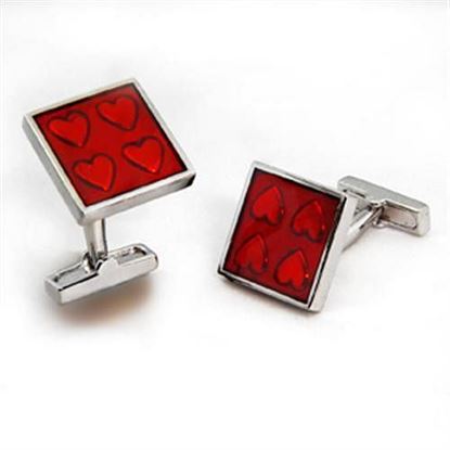 Picture of OT581 - Brass Cufflink Rhodium Men Epoxy Siam