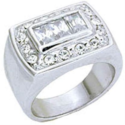 Picture of S11931 - 925 Sterling Silver Ring Rhodium Men AAA Grade CZ Clear