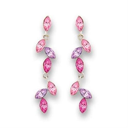 Picture of S411001 - 925 Sterling Silver Earrings Rhodium Women Top Grade Crystal Multi Color