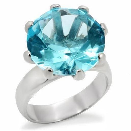 Picture of S412504 - 925 Sterling Silver Ring Matte Silver Women Top Grade Crystal Sea Blue