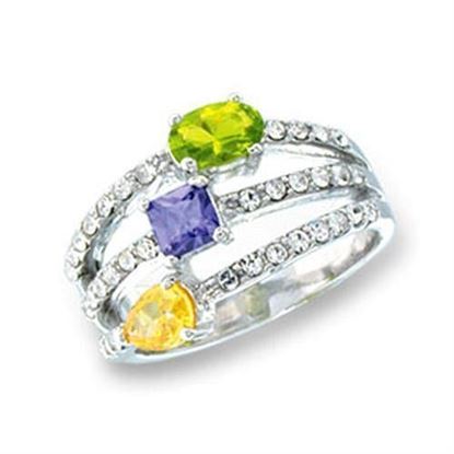 Picture of S43304 - 925 Sterling Silver Ring Rhodium Women AAA Grade CZ Multi Color