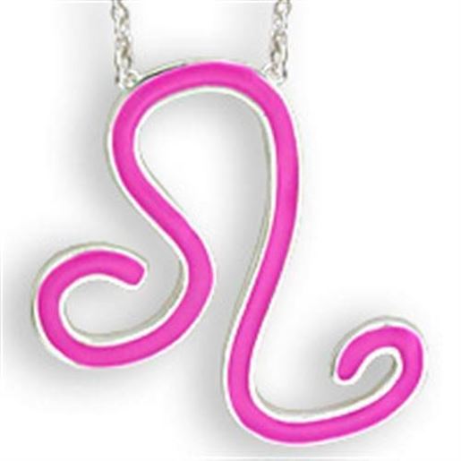 Picture of SNK06PINK - Brass Chain Pendant Silver Women Epoxy Rose