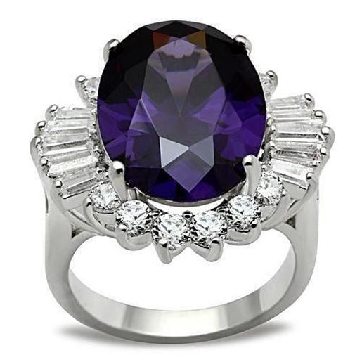 Picture of SS001 - 925 Sterling Silver Ring Silver Women AAA Grade CZ Amethyst