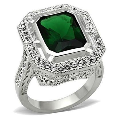 Picture of SS002 - 925 Sterling Silver Ring Silver Women Synthetic Emerald