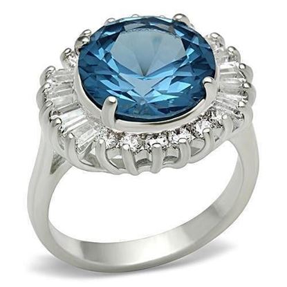 Picture of SS003 - 925 Sterling Silver Ring Silver Women Synthetic London Blue