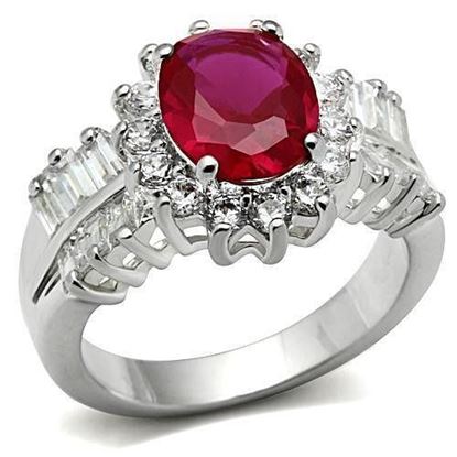 Picture of SS009 - 925 Sterling Silver Ring Silver Women AAA Grade CZ Ruby