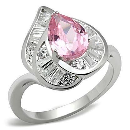 Picture of SS011 - 925 Sterling Silver Ring Silver Women AAA Grade CZ Rose