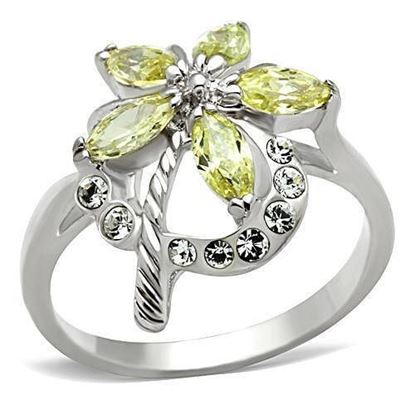 Picture of SS013 - 925 Sterling Silver Ring Silver Women AAA Grade CZ Apple Green color