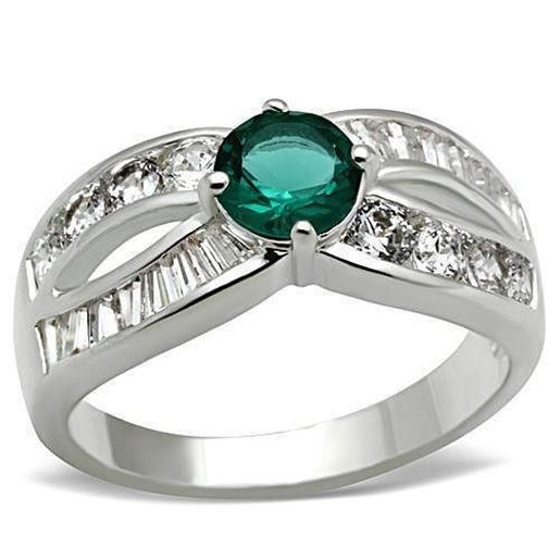 Picture of SS014 - 925 Sterling Silver Ring Silver Women Synthetic Blue Zircon