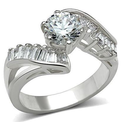 Picture of SS043 - 925 Sterling Silver Ring Silver Women AAA Grade CZ Clear