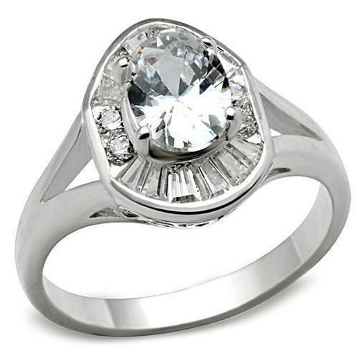 Picture of SS046 - 925 Sterling Silver Ring Silver Women AAA Grade CZ Clear