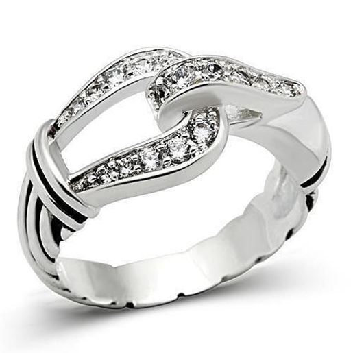 Picture of SS050 - 925 Sterling Silver Ring Silver Women AAA Grade CZ Clear