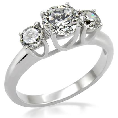 Picture of TK004 - Stainless Steel Ring High polished (no plating) Women AAA Grade CZ Clear