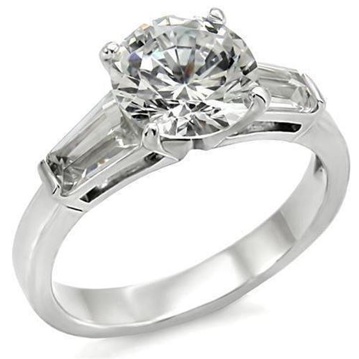 Picture of TK005 - Stainless Steel Ring High polished (no plating) Women AAA Grade CZ Clear