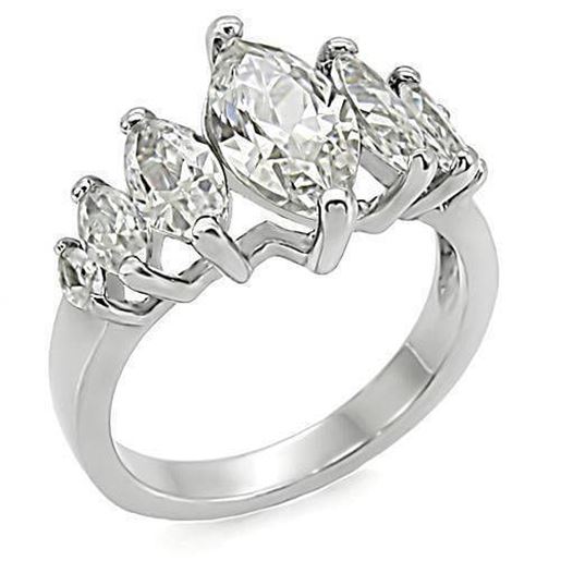 Image sur TK006 - Stainless Steel Ring High polished (no plating) Women AAA Grade CZ Clear