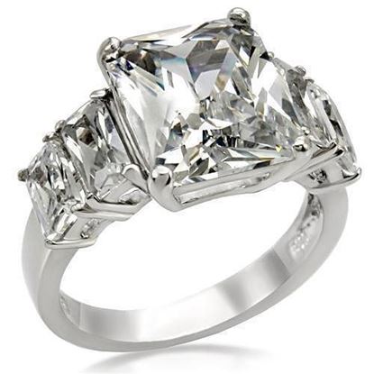 Picture of TK007 - Stainless Steel Ring High polished (no plating) Women AAA Grade CZ Clear