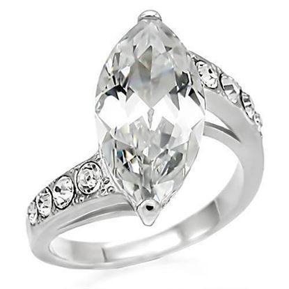 Picture of TK008 - Stainless Steel Ring High polished (no plating) Women AAA Grade CZ Clear