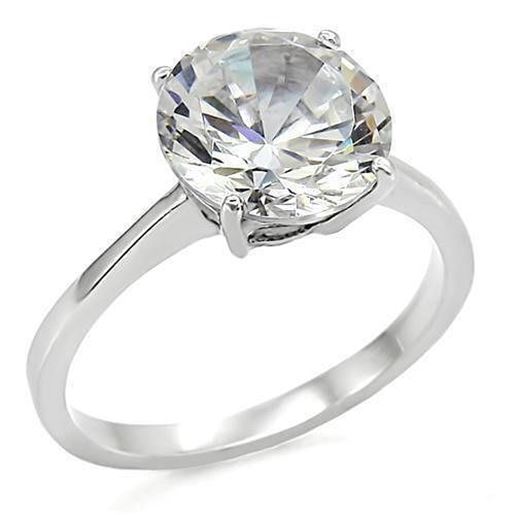 Picture of TK013 - Stainless Steel Ring High polished (no plating) Women AAA Grade CZ Clear