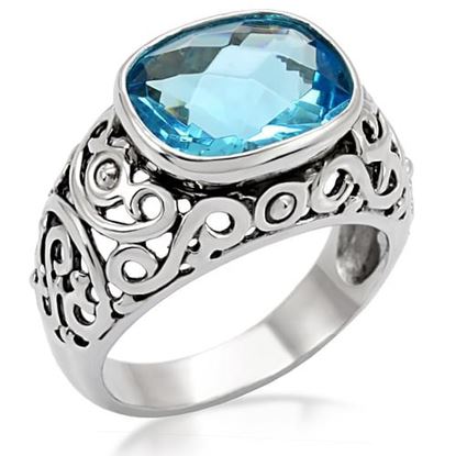 Picture of TK020 - Stainless Steel Ring High polished (no plating) Women Synthetic Sea Blue