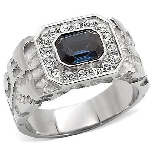 Picture of TK02210 - Stainless Steel Ring High polished (no plating) Men Top Grade Crystal Montana