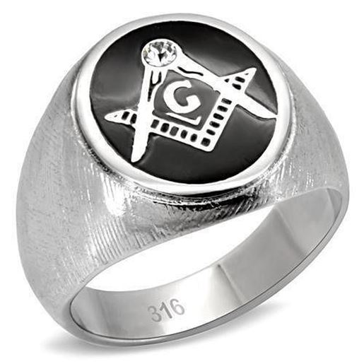 Picture of TK02222 - Stainless Steel Ring High polished (no plating) Men Top Grade Crystal Clear