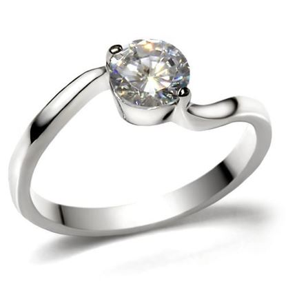 Picture of TK023 - Stainless Steel Ring High polished (no plating) Women AAA Grade CZ Clear